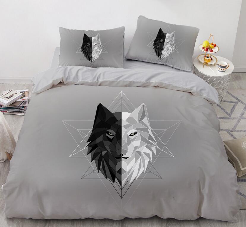 3D Gray Black And White Wolf 88117 Bed Pillowcases Quilt