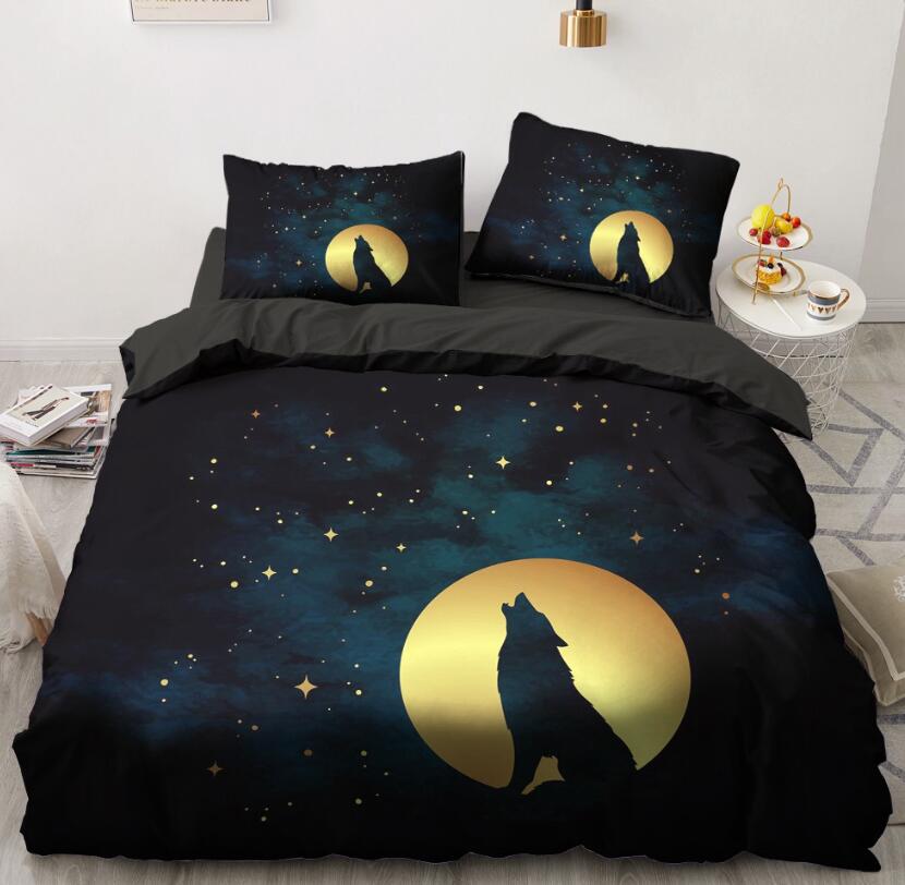 3D Night Star Wolf 88120 Bed Pillowcases Quilt