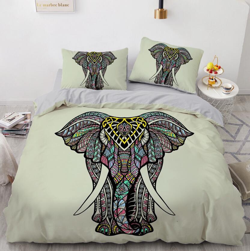 3D Color Block Elephant Light Green 88125 Bed Pillowcases Quilt