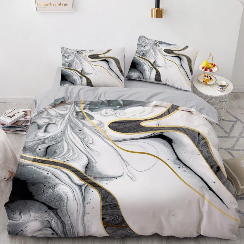 3D Black And White Gold Ink Stain 7783 Bed Pillowcases Quilt