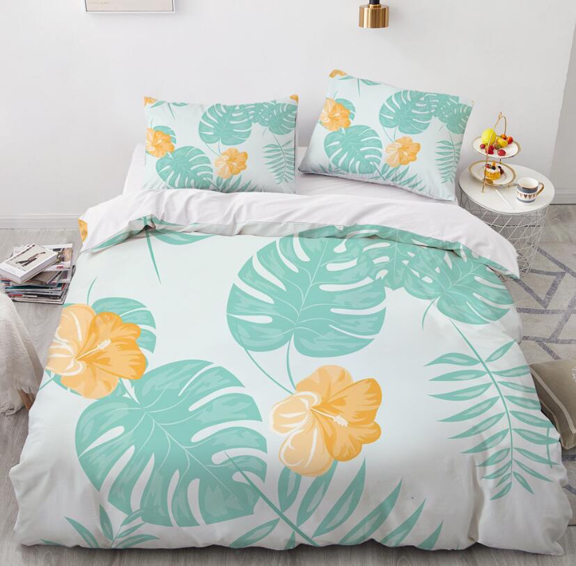 3D Big Leaves 88195 Bed Pillowcases Quilt