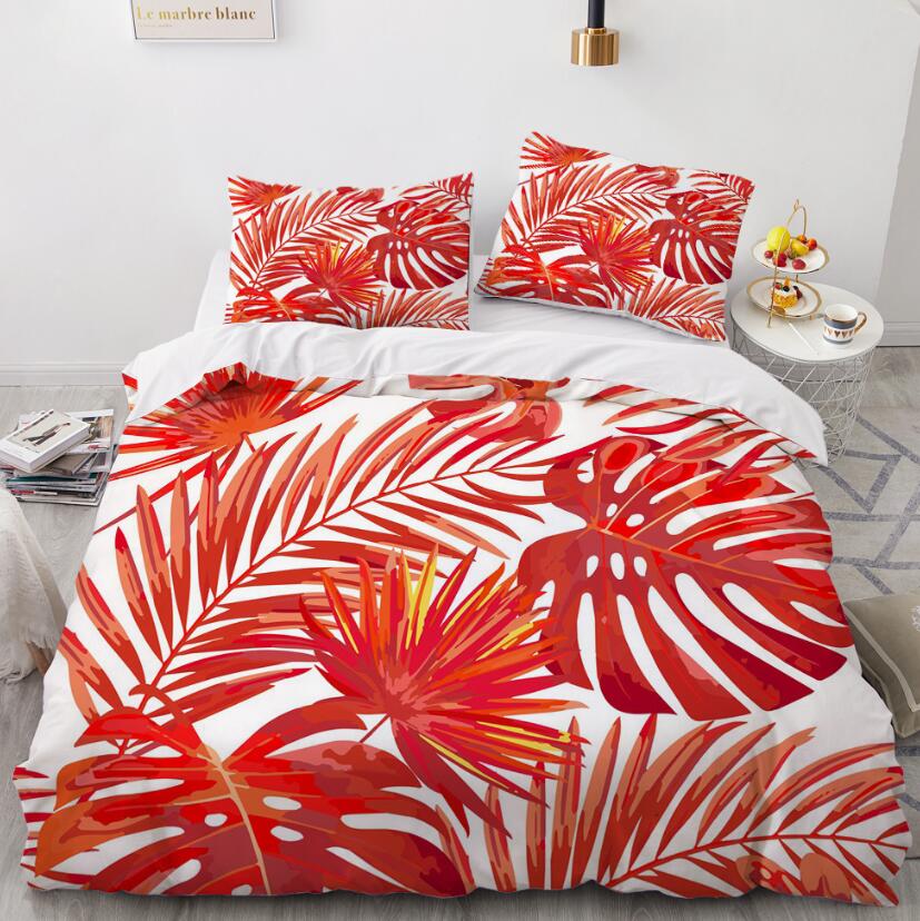 3D Red Leaves 88196 Bed Pillowcases Quilt