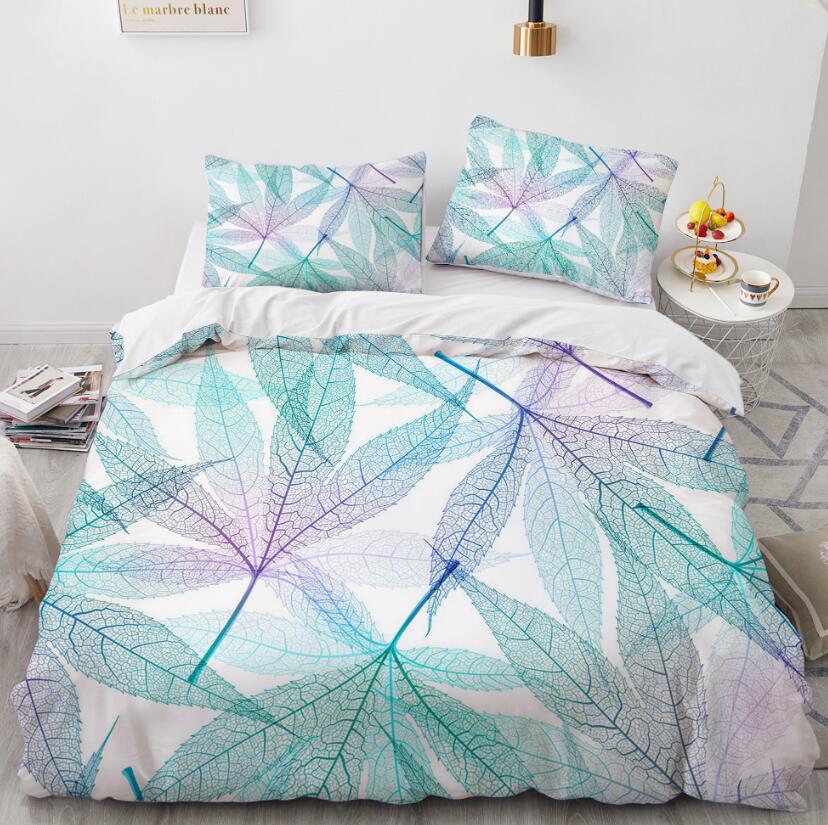 3D Leaves Vein 7710 Bed Pillowcases Quilt