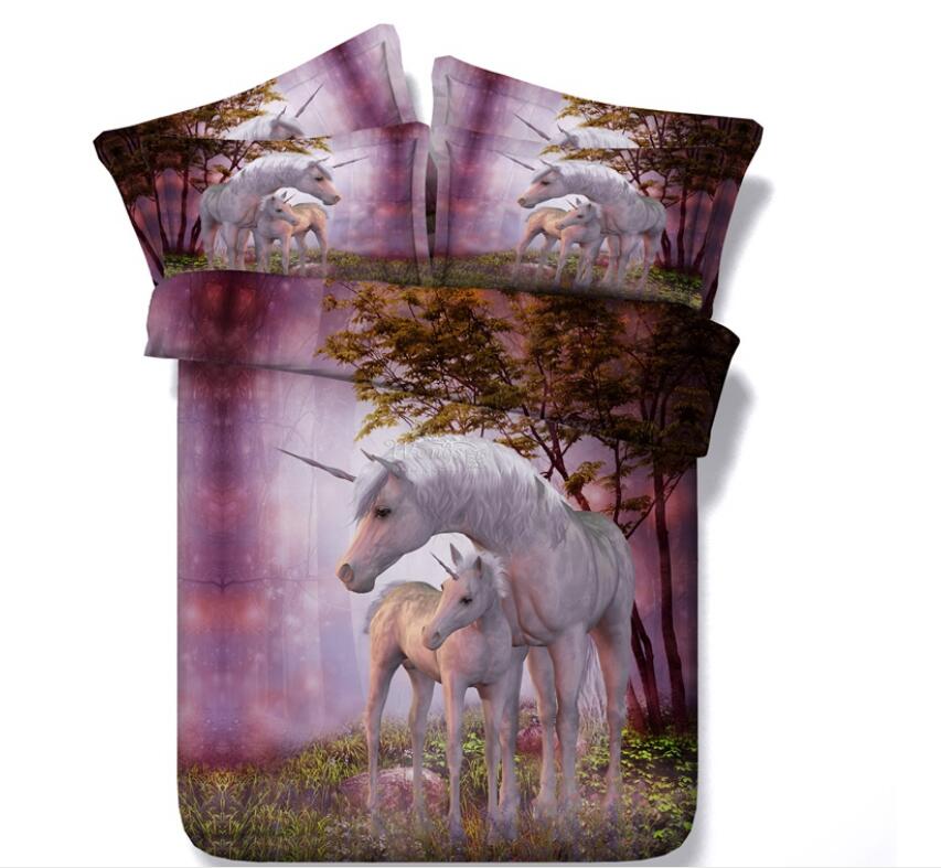 3D Two Unicorns 66186 Bed Pillowcases Quilt