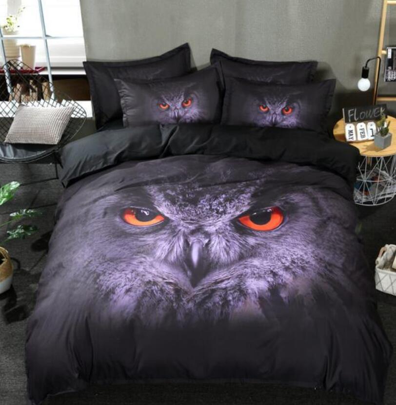 3D Owl Head 77191 Bed Pillowcases Quilt