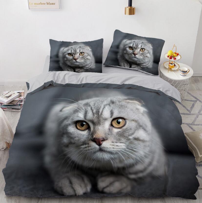 3D Grey Tabby Cat 77115 Bed Pillowcases Quilt