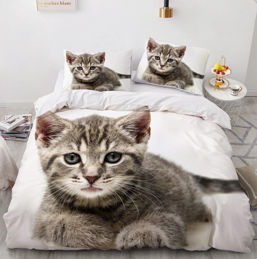 3D Gray Kitten 77117 Bed Pillowcases Quilt