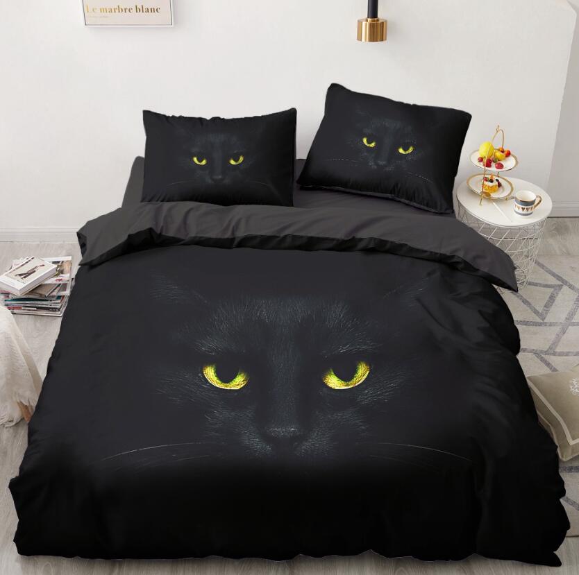3D Black Cat 77125 Bed Pillowcases Quilt