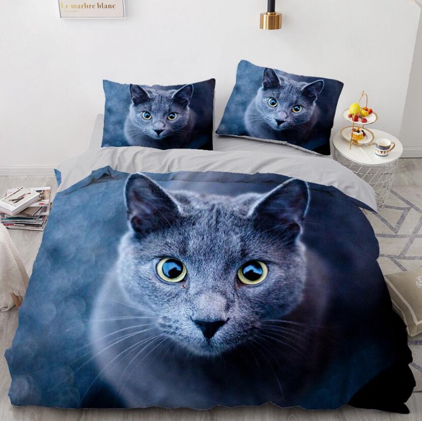 3D Grey Cute Cat 77126 Bed Pillowcases Quilt