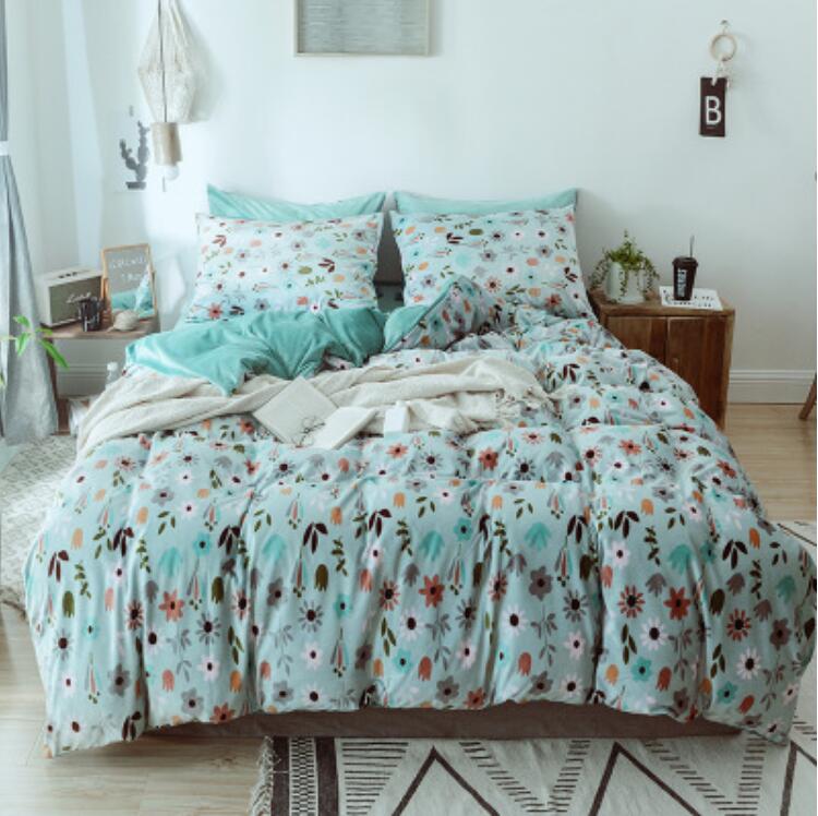 3D Light Blue Bottom Small Flowers 66124 Bed Pillowcases Quilt