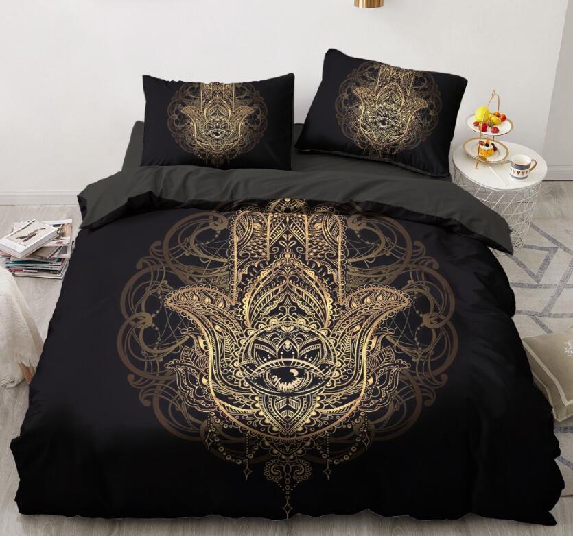 3D Gold Hand Of Fatima Eye Pattern 5567 Bed Pillowcases Quilt