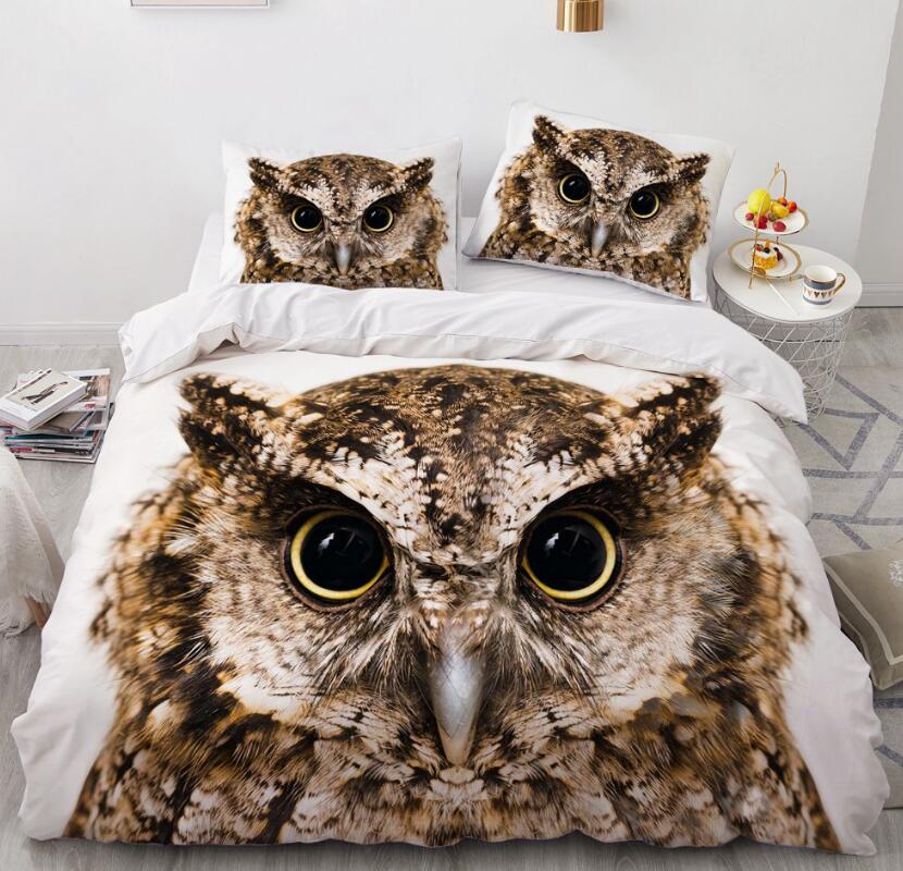 3D Owl 079 Bed Pillowcases Quilt