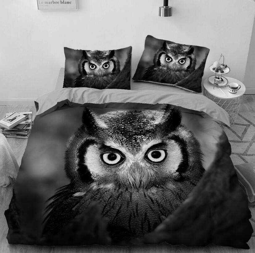 3D Black And White Owl 080 Bed Pillowcases Quilt