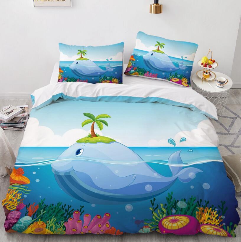 3D Cartoons Whale Coral 55158 Bed Pillowcases Quilt