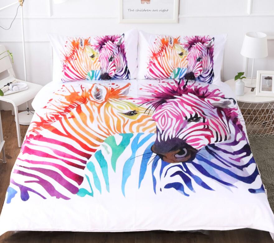 3D Rainbow Zebra 9002 Bed Pillowcases Quilt