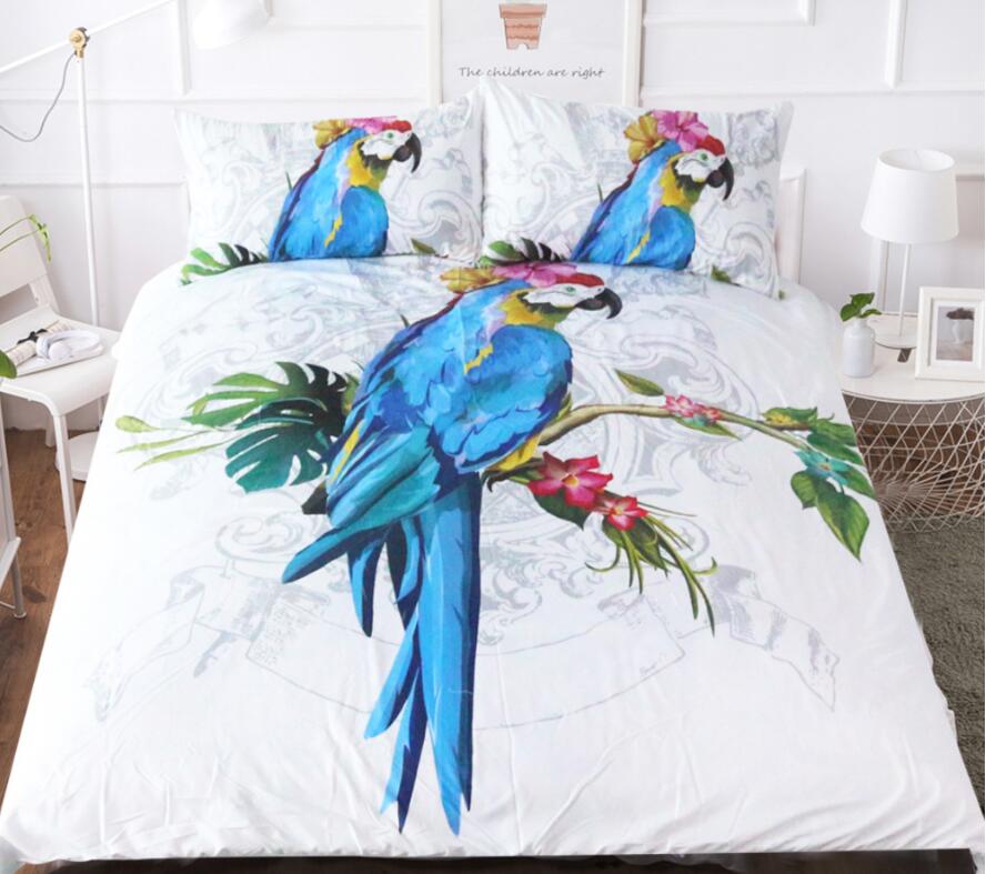3D Parrot 1160 Bed Pillowcases Quilt
