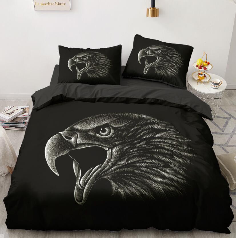 3D Black Background Eagle Head 5586 Bed Pillowcases Quilt