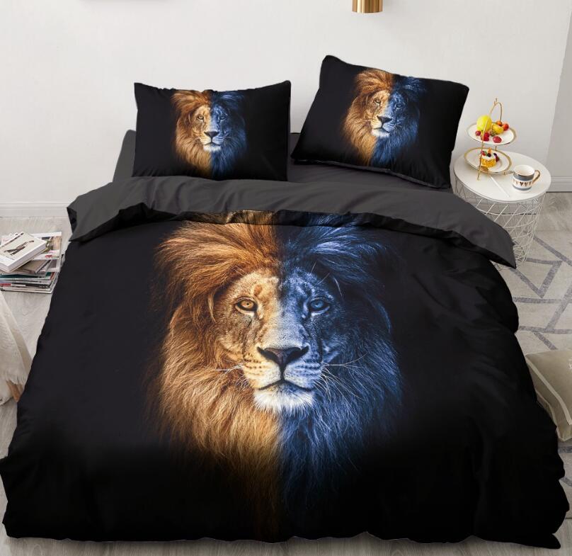 3D Half Blue Lion 072 Bed Pillowcases Quilt