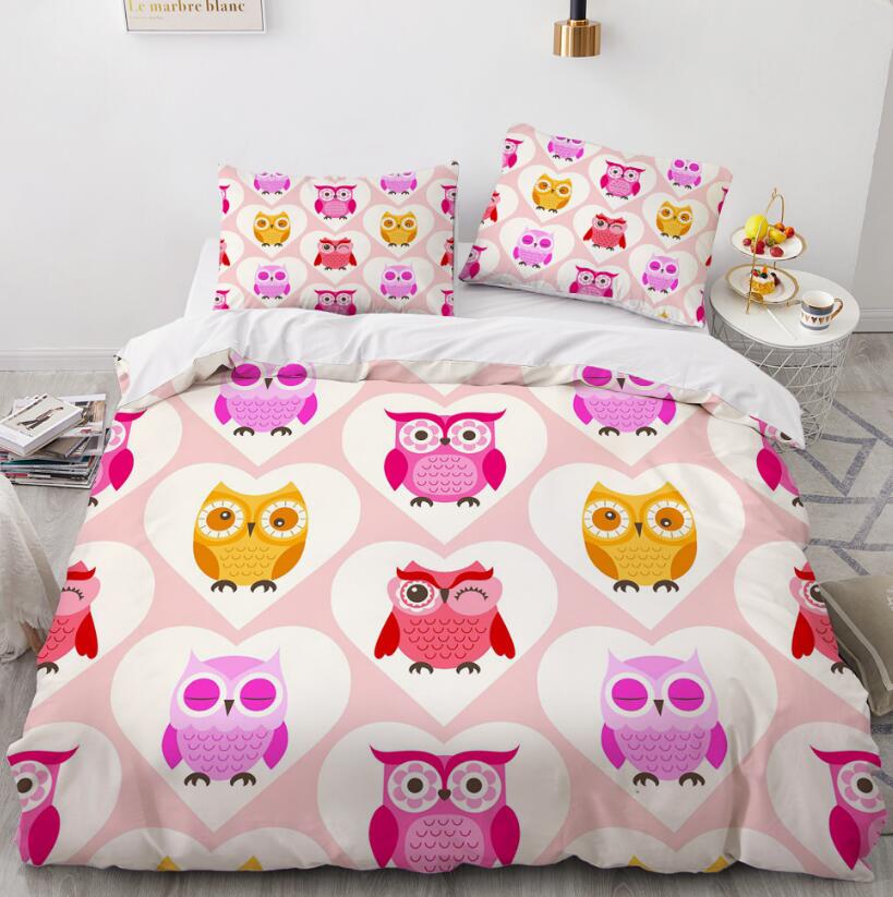 3D Yellow Red Owl 002 Bed Pillowcases Quilt