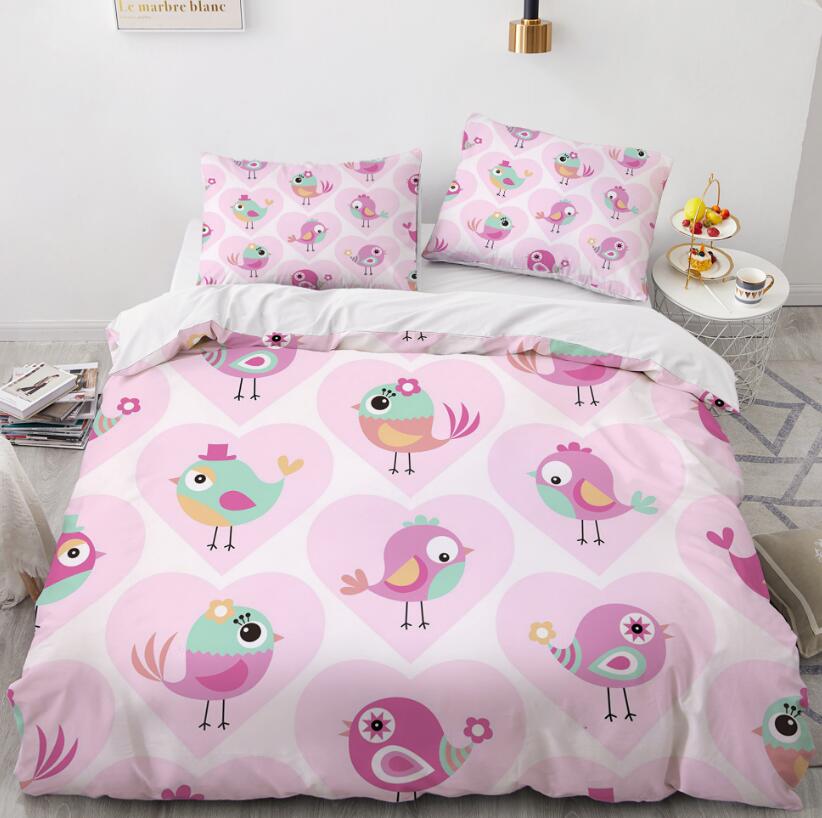3D Cartoons Pink Sparrow 004 Bed Pillowcases Quilt