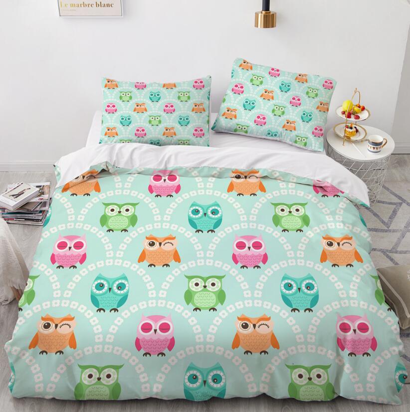 3D Cartoons Color Owl 005 Bed Pillowcases Quilt