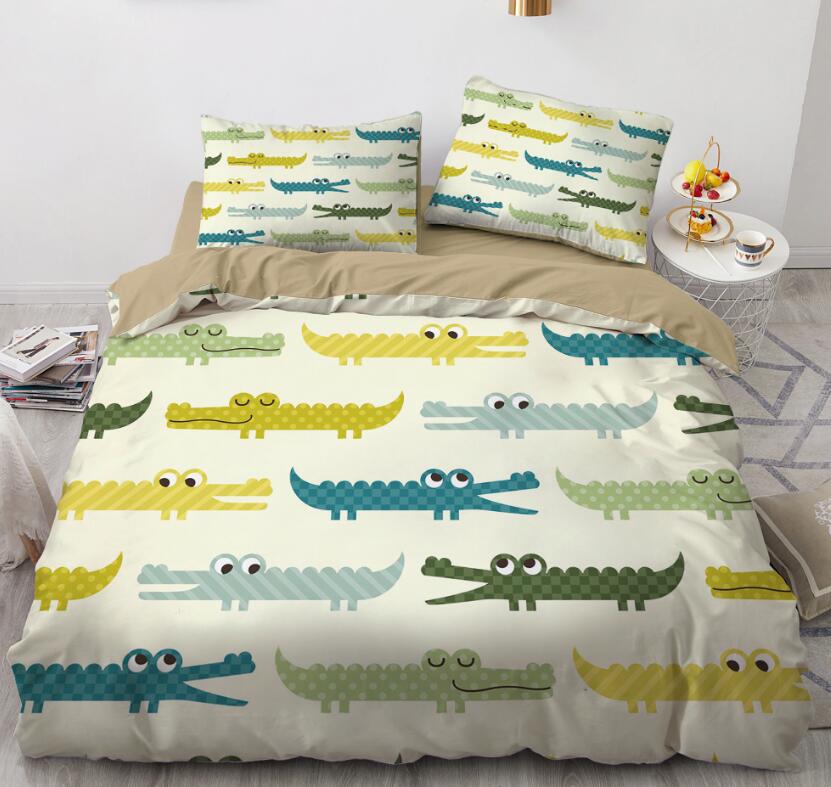 3D Cartoons Crocodile 006 Bed Pillowcases Quilt