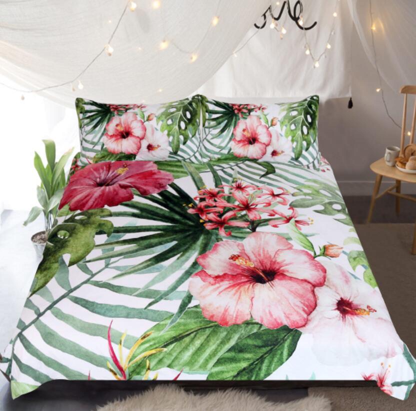 3D Leaf Flower 190 Bed Pillowcases Quilt