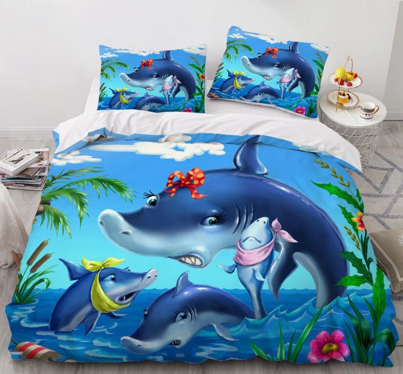 3D Cartoons Shark 55184 Bed Pillowcases Quilt