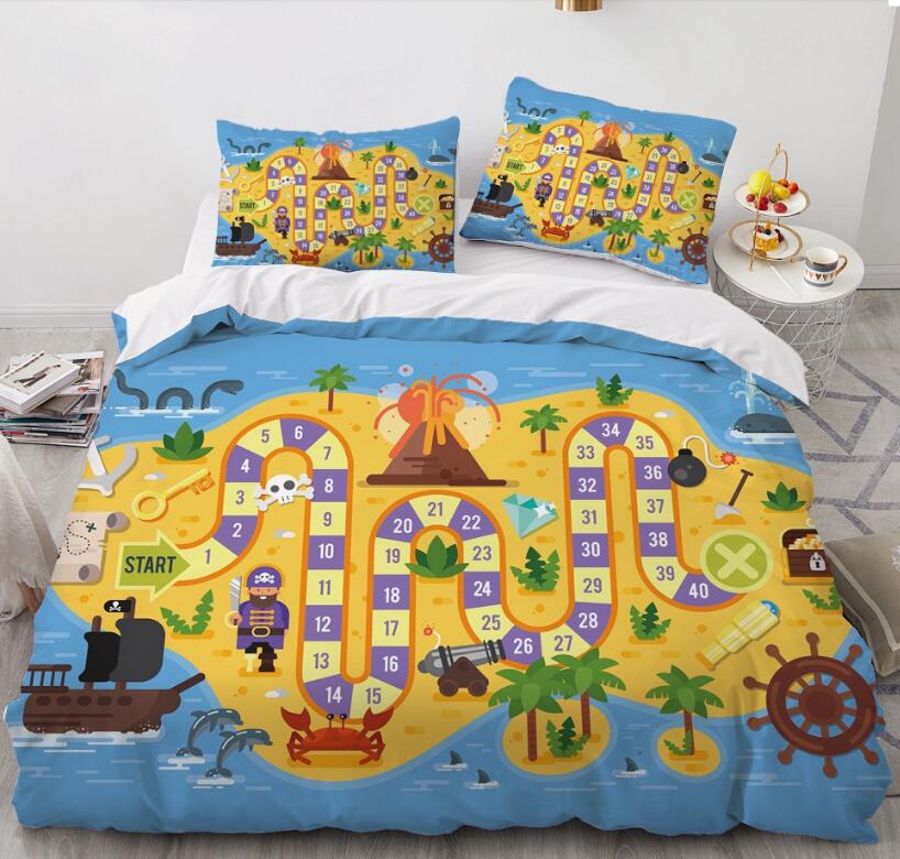 3D Island Map 076 Bed Pillowcases Quilt