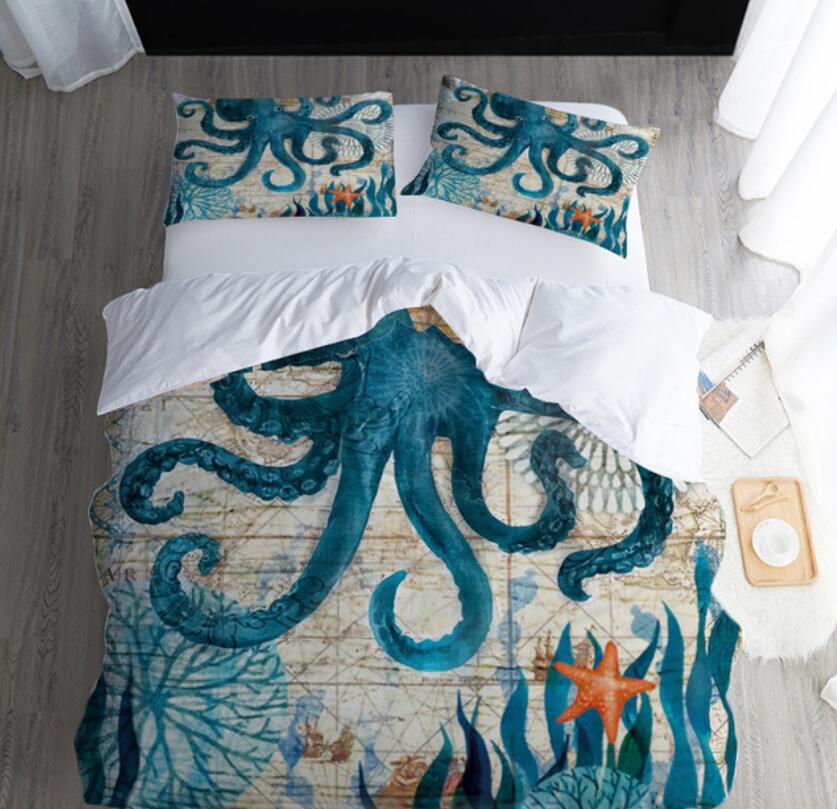 3D Octopus 1182 Bed Pillowcases Quilt