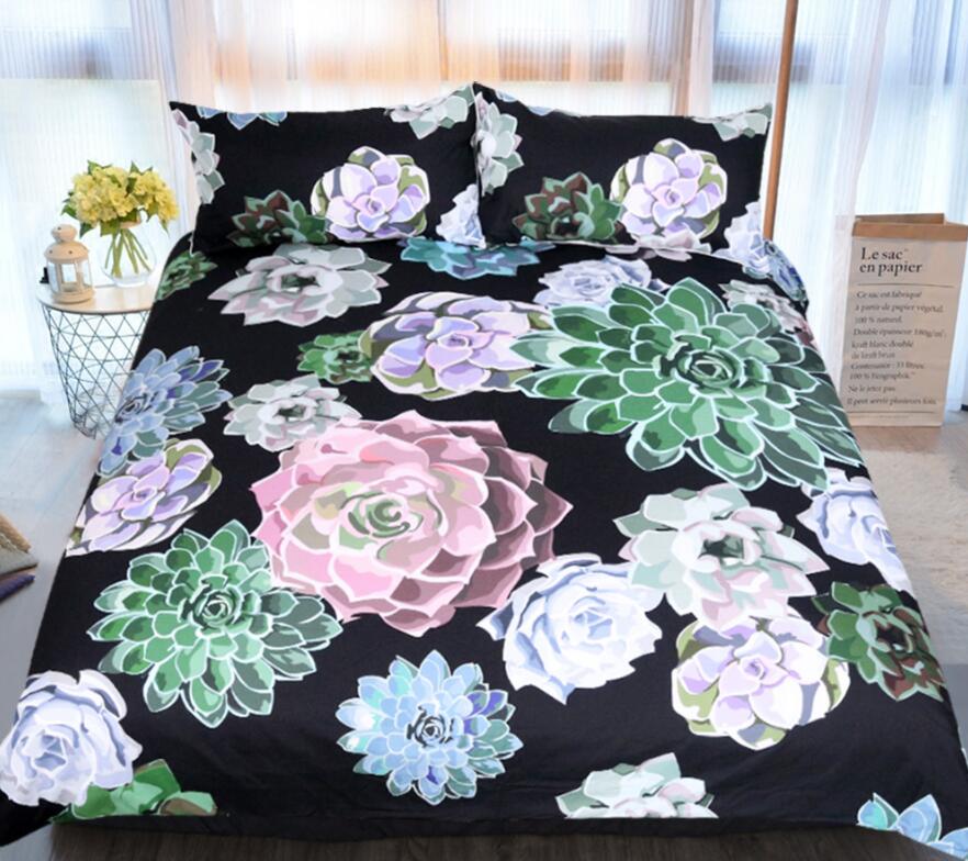 3D Succulents 9034 Bed Pillowcases Quilt