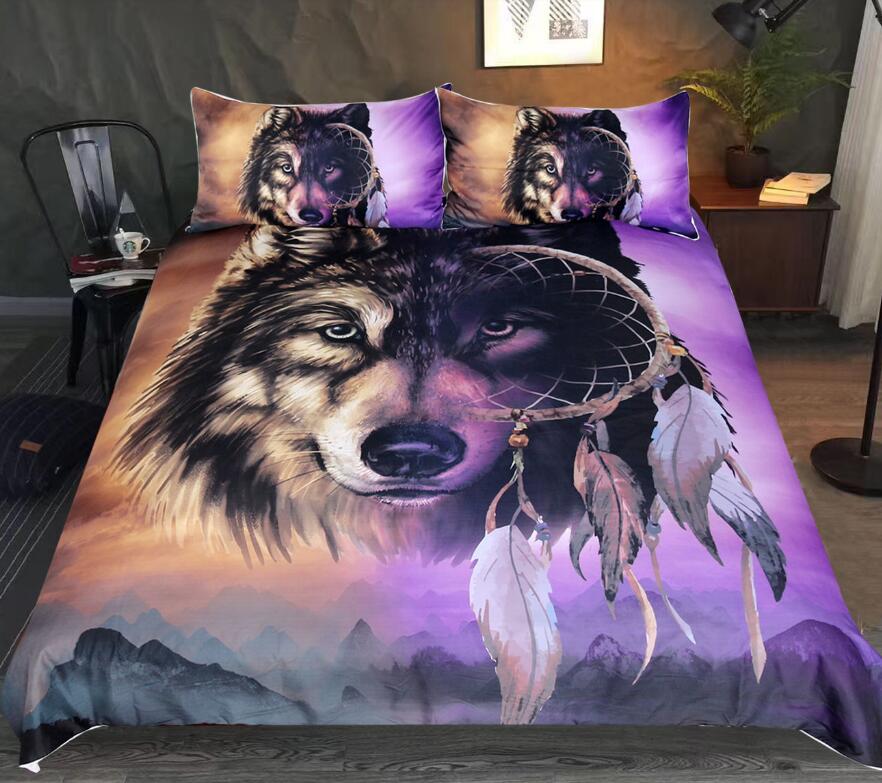 3D Purple Wolf Dreamcatcher 1006 Bed Pillowcases Quilt