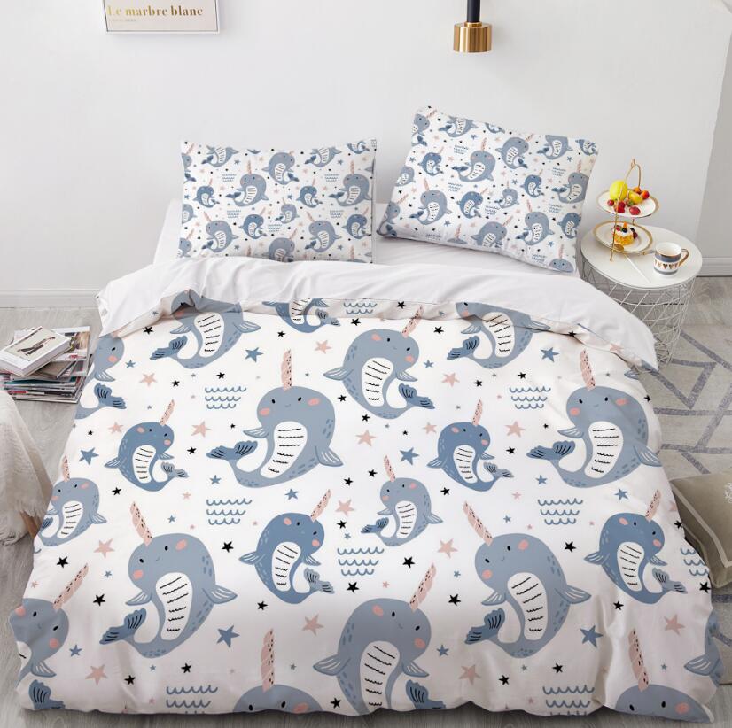 3D Cartoons Narwhal 015 Bed Pillowcases Quilt