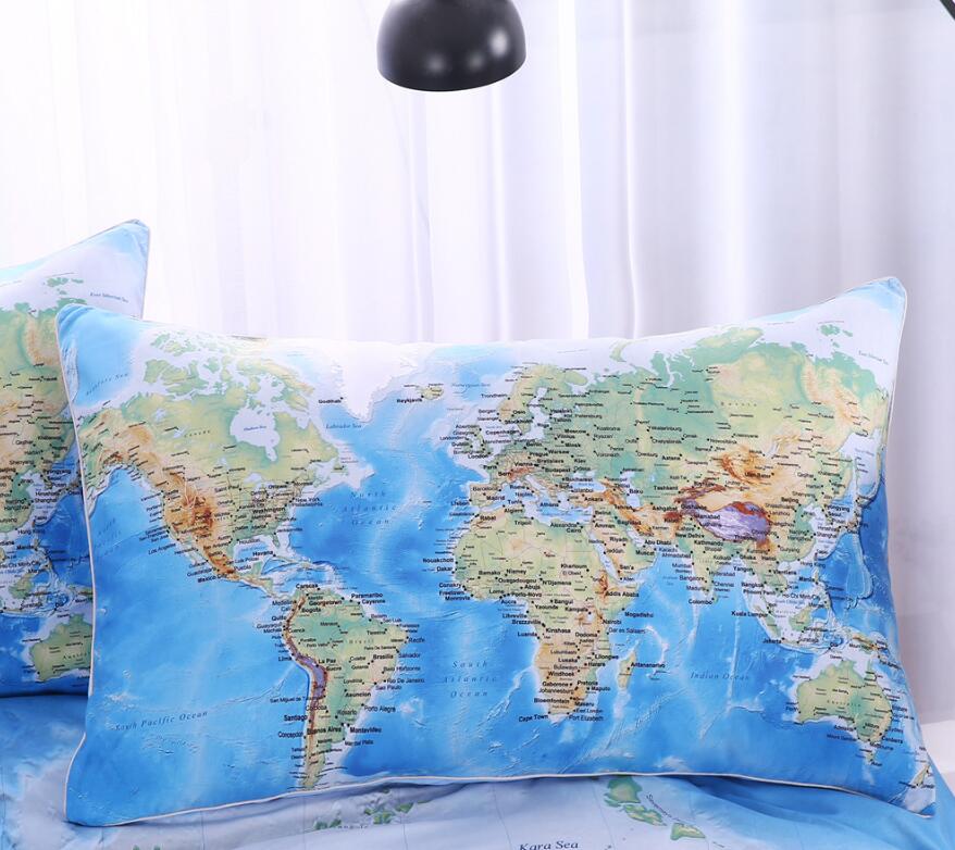 3D World Map 9055 Bed Pillowcases Quilt
