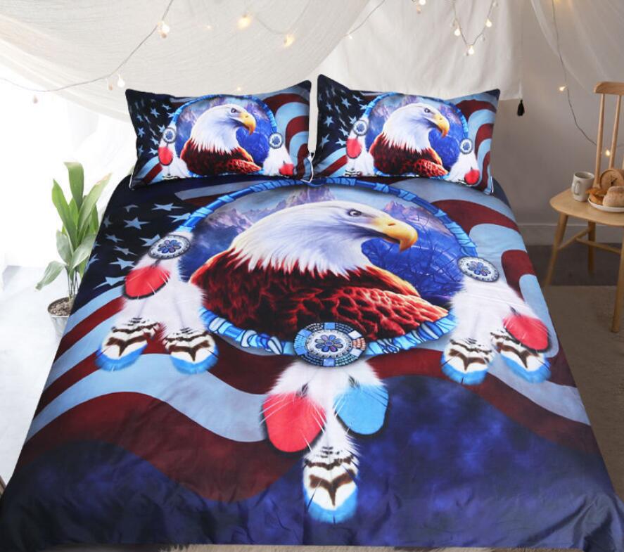 3D Eagle Feather 1030 Bed Pillowcases Quilt