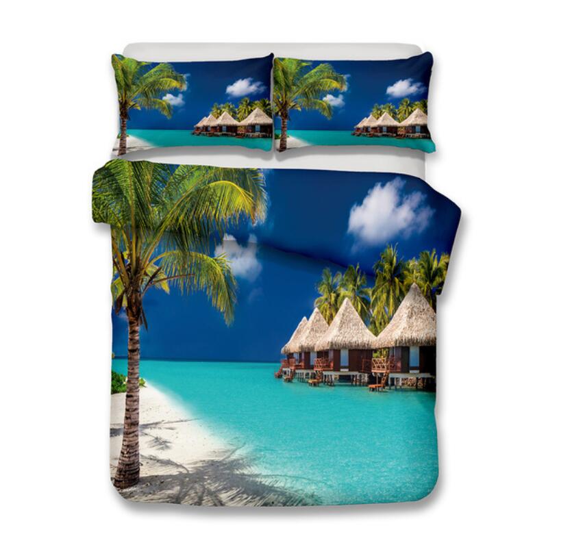 3D Sea Coconut Tree 1015 Bed Pillowcases Quilt