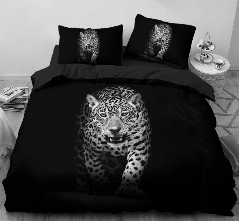 3D Black And White Leopard 047 Bed Pillowcases Quilt