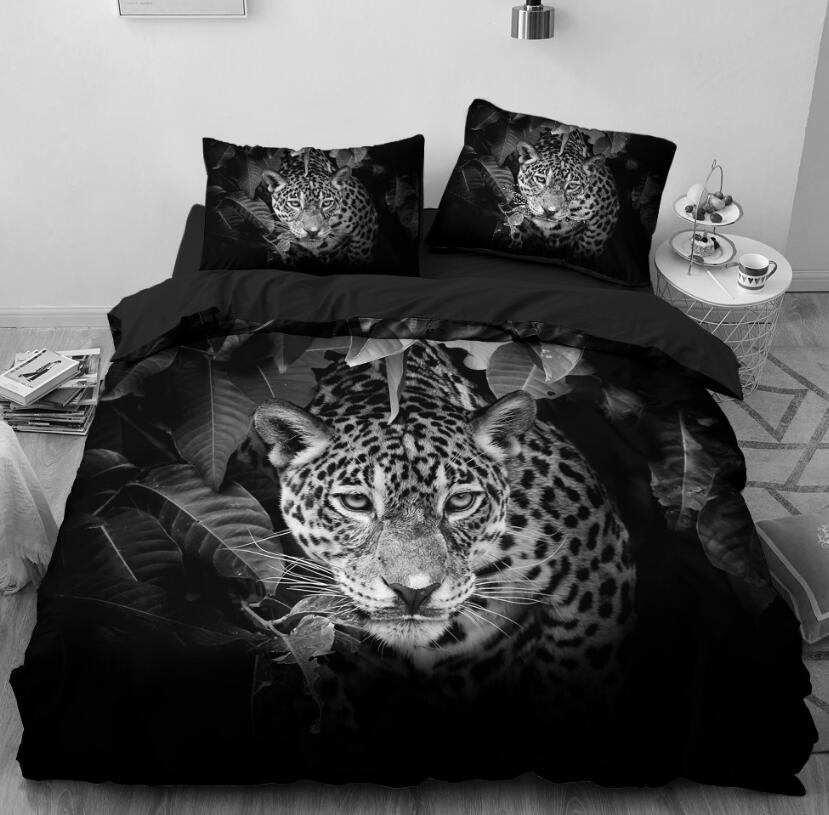 3D Black And White Leopard Leaves 048 Bed Pillowcases Quilt