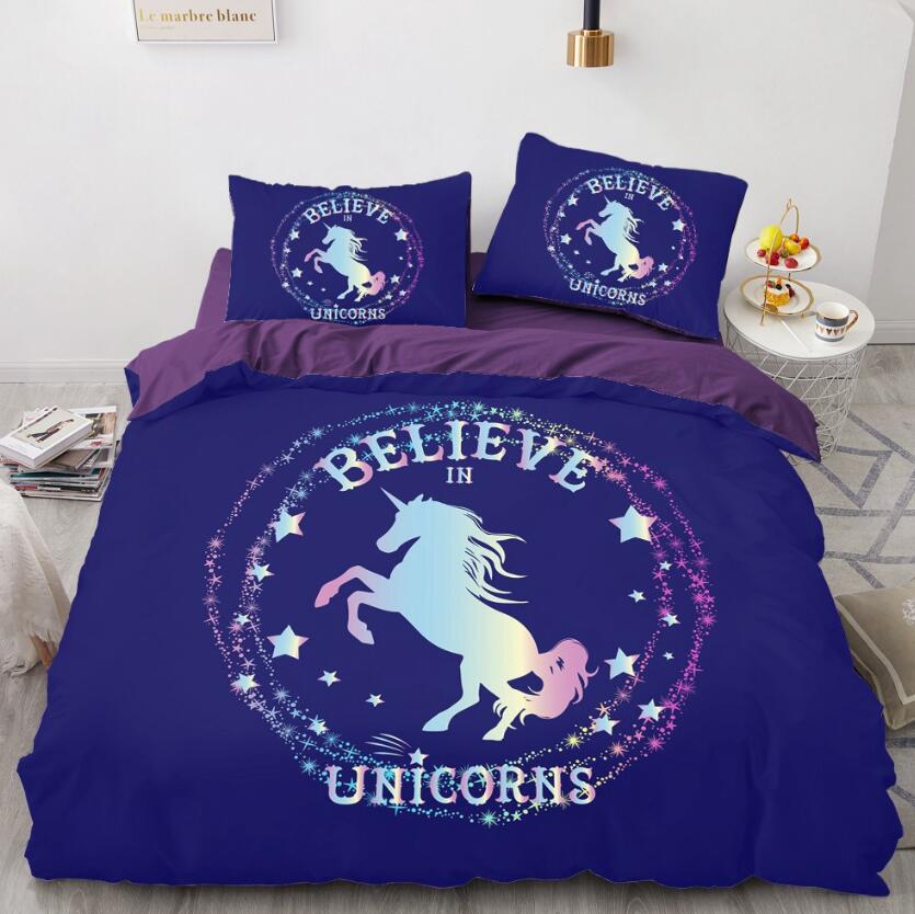 3D Unicorn Circle Stars 148 Bed Pillowcases Quilt