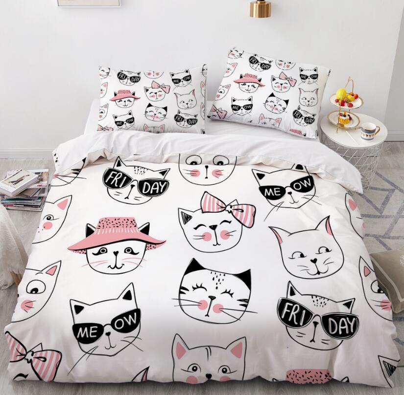 3D Cartoons Cat Head 036 Bed Pillowcases Quilt