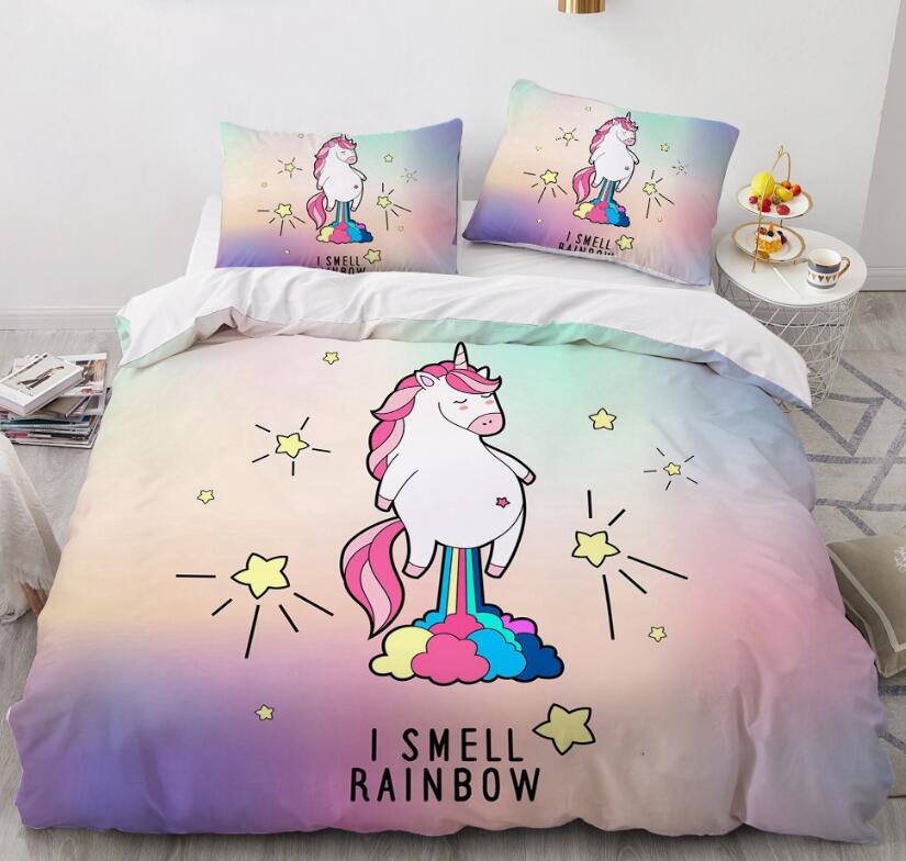 3D Fat Unicorn 165 Bed Pillowcases Quilt