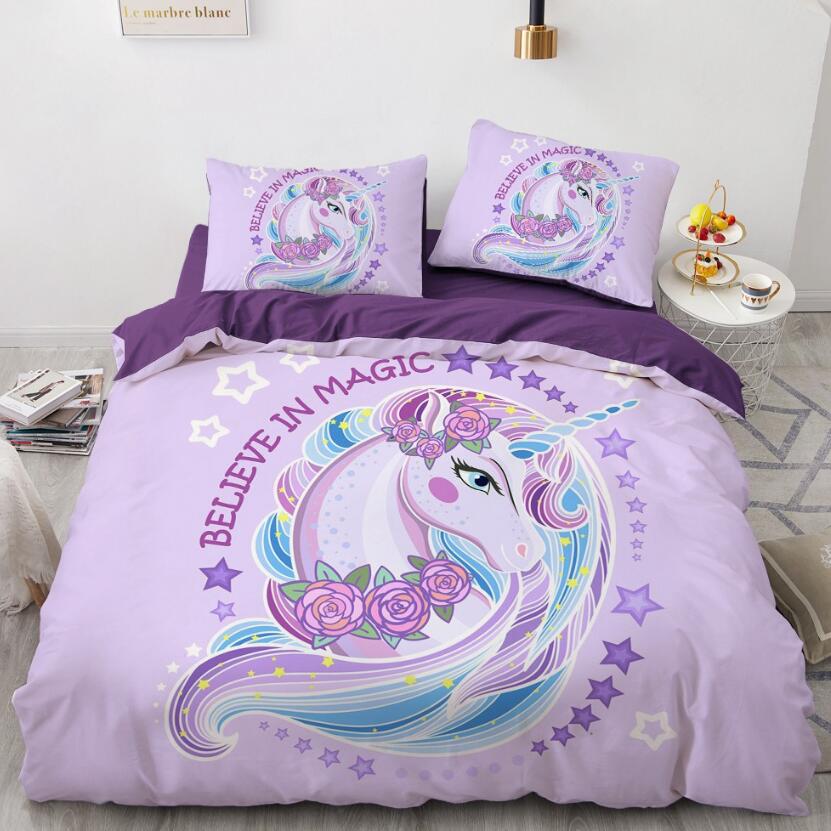 3D Purple Unicorn 166 Bed Pillowcases Quilt