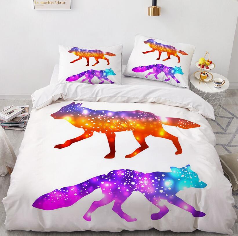 3D Fox Starry Sky 9083 Bed Pillowcases Quilt