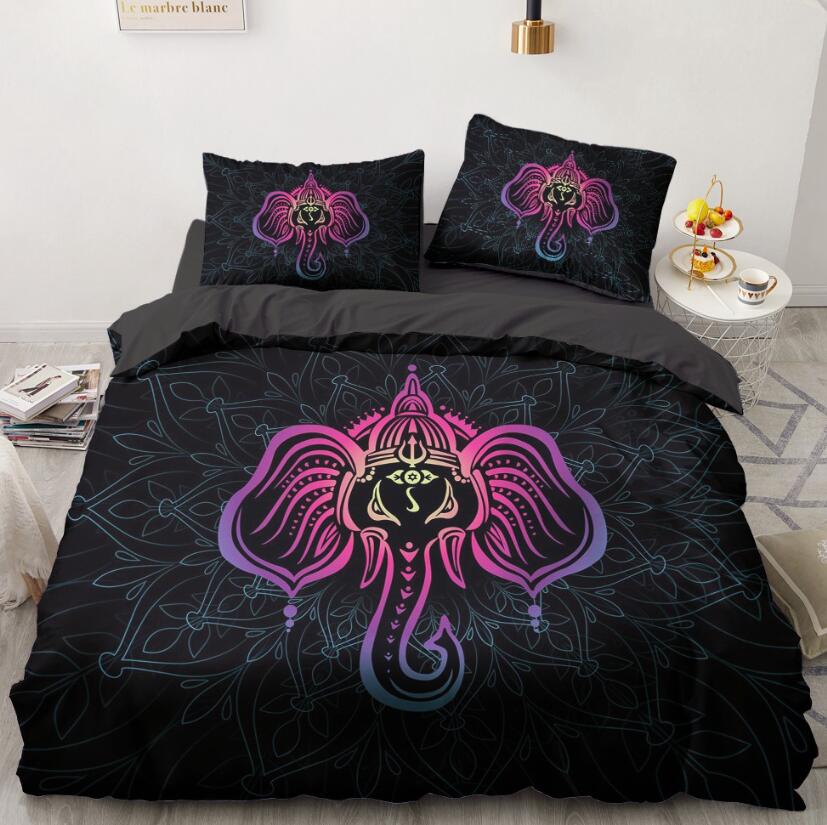 3D Fuchsia Line Elephant 9084 Bed Pillowcases Quilt