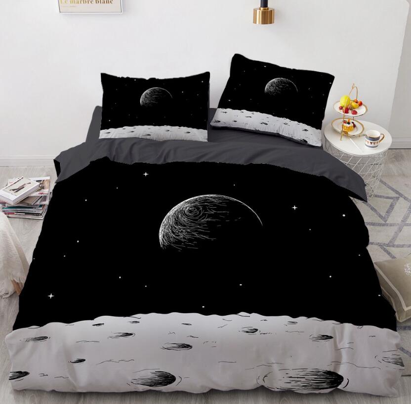 3D Lunar Surface 127 Bed Pillowcases Quilt