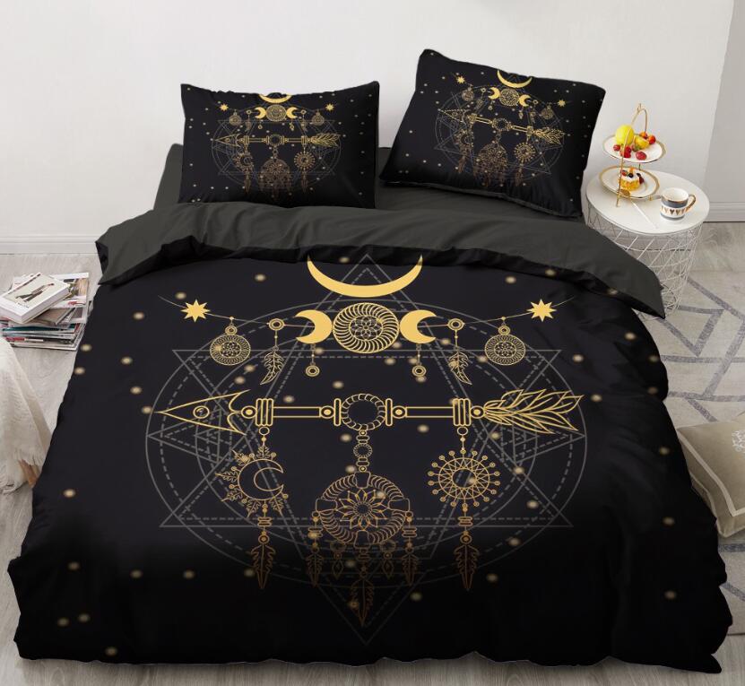 3D Circle Moon Feather 88161 Bed Pillowcases Quilt
