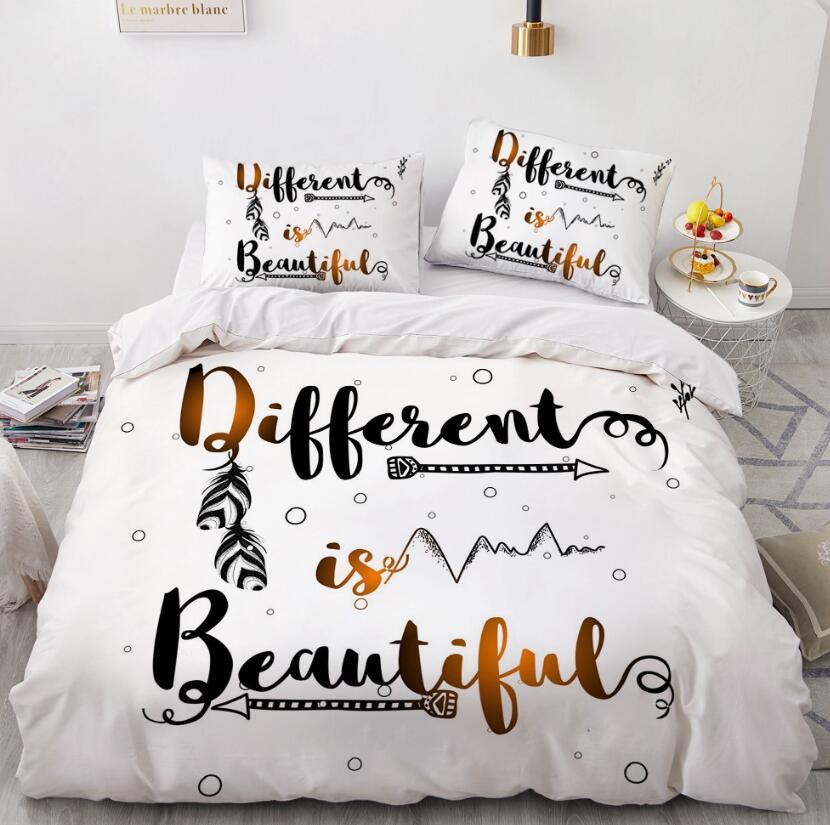3D English Alphabet Feather 88169 Bed Pillowcases Quilt