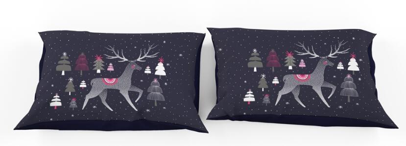 3D Deer Christmas Tree Black 9906 Bed Pillowcases Quilt