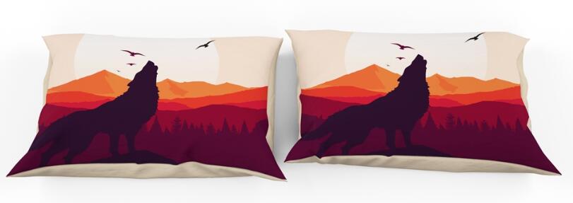 3D Wolf Mountain Peak 9908 Bed Pillowcases Quilt