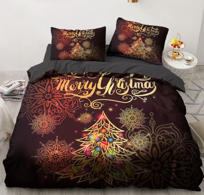 3D Snowflake Christmas Tree 9152 Bed Pillowcases Quilt